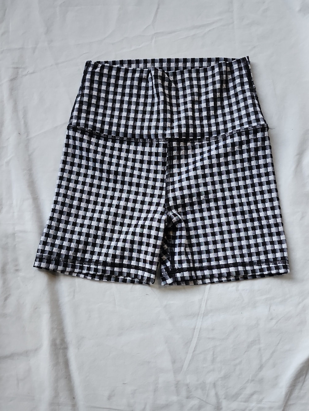 Aerie Offline Small High-Waist Black and White Gingham Women’s Bike Short